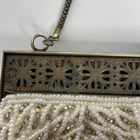 beaded cream handbag wristlet purse vintage - Picture 9 of 9